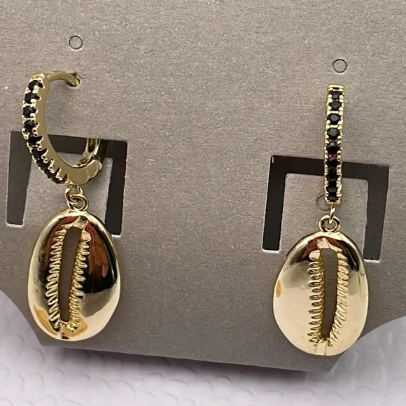 Earrings Gold Plated 18K Huggies Modern Fashion Woman’s Girl’s - Picture 3 of 12